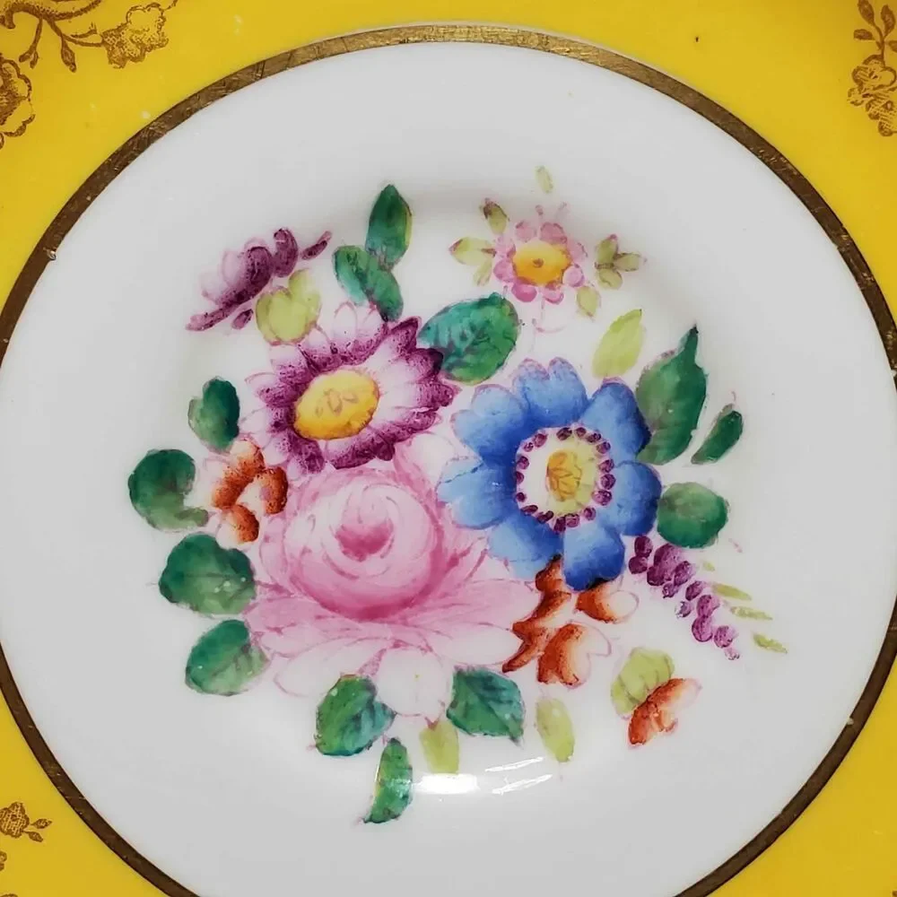 Hammersley Teacup and Saucer Yellow Pink Blue Flowers Bone China Vintage